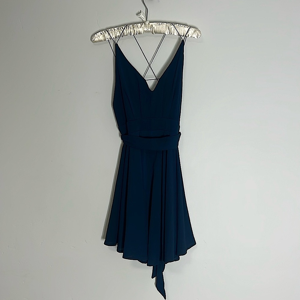 New Navy Romper Dress with Hidden Shorts - Strappy Design